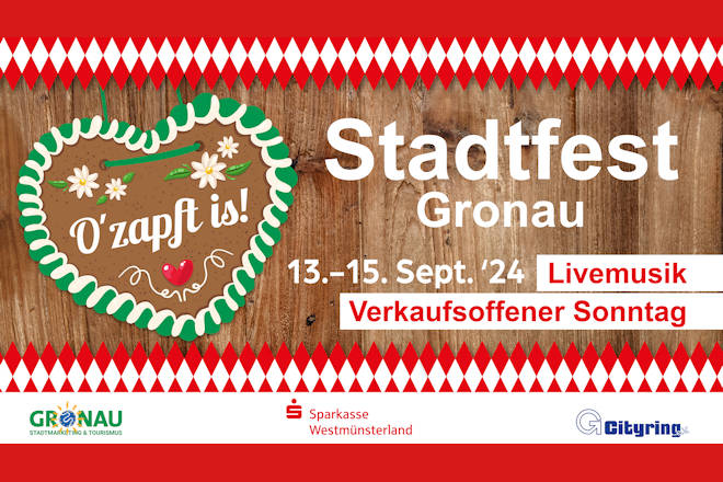 Herzlich Willkommen zum Stadtfestival in Gronau (Westf.) 2024!